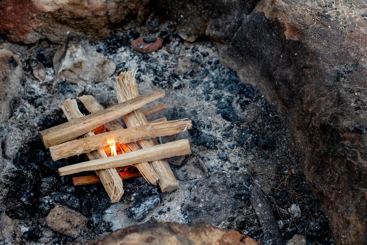 Log Cabin Method for Starting a Campfire