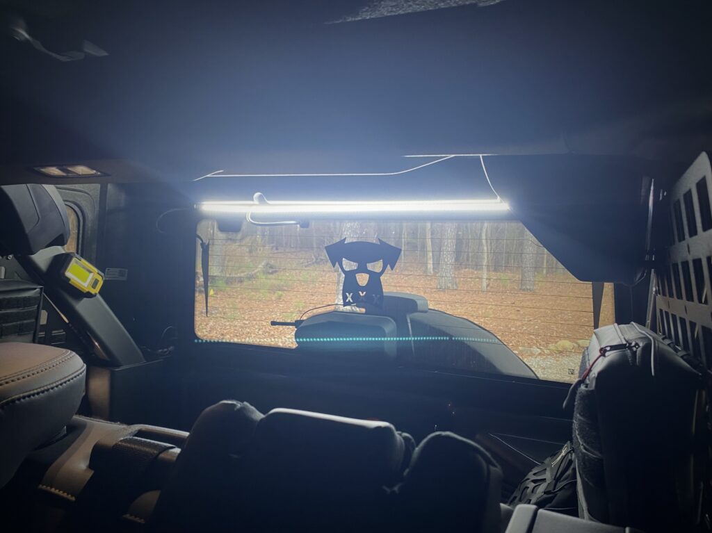 LED Light Bar on the interior of the MIC Bronco Hard Top 